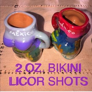 >BIKINI👙SHOT GLASS CERAMIC HAND PAINTED PARTY NOVELTY DECORATION FAVORITE LICOR
